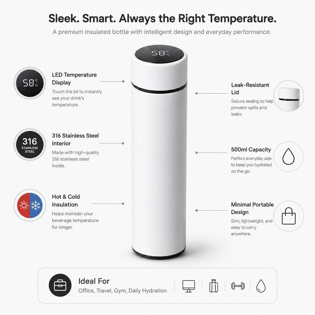Voltix SmartTemp Bottle – LED Temperature Display Water Bottle - Voltix