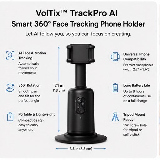Voltix™ TrackPro AI — Smart 360° Face Tracking Phone Holder - Voltix